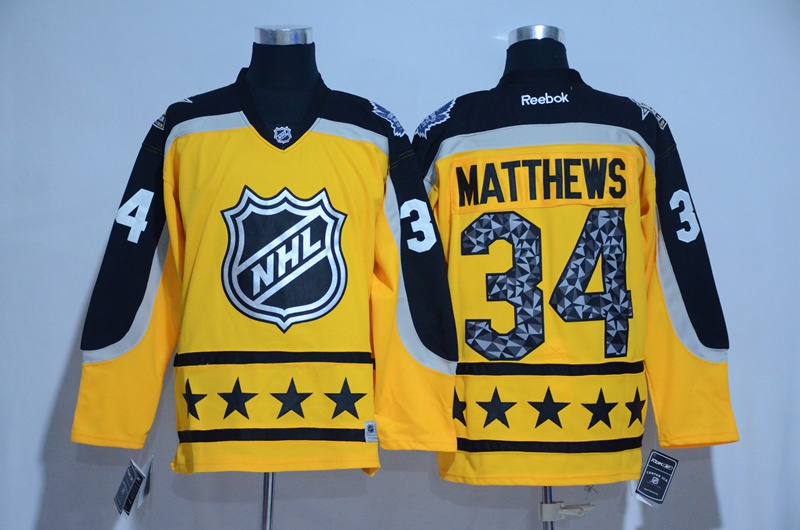 2017 NHL Toronto Maple Leafs #34 Matthews yellow All Star jerseys